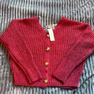 Francesca’s V-Neck Red Cardigan Sweater